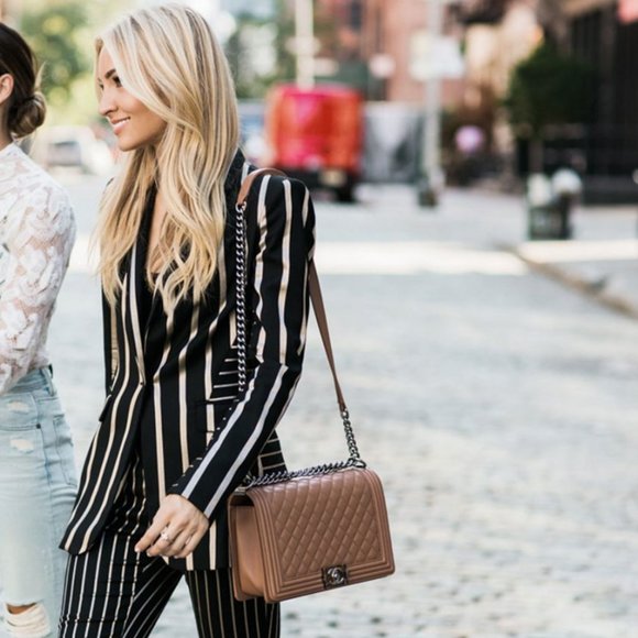 Alice + Olivia Black & Gold Striped Blazer